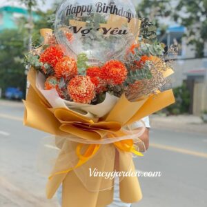 Bó hoa bóng bay cúc mẫu đơn tuyệt đẹp_BH36