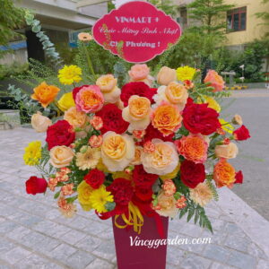 Lẵng hoa tặng sinh nhật cao cấp_hoa sinh nhật sếp_LH34
