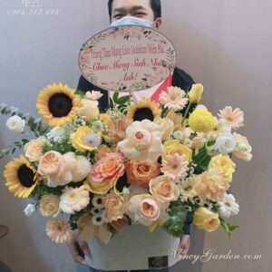 Lẵng hoa màu vàng tỏa nắng _LH27