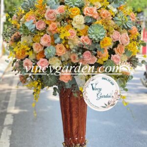 Bình hoa chúc mừng khai trương văn phòng màu vàng cam toả nắng_BHVP1