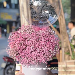 Hộp hoa bóng bay Baby hồng tặng sinh nhật đẹp-HH12
