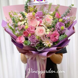 Bó hoa tặng sinh nhật nữ màu tím thủy chung_BH59