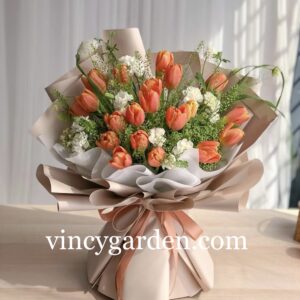 Bó hoa tulip màu cam rực rỡ sắc xuân_ Bó hoa đẹp Cầu Giấy