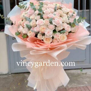 Bó hồng kem dâu 80 bông xinh đẹp ngọt ngào_BH21
