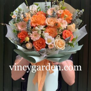 Bó hoa hồng cam rực rỡ_BH25