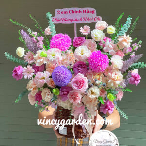 Giỏ mây màu tím hồng tặng ngày quốc tế phụ nữ 8-3_GTH1