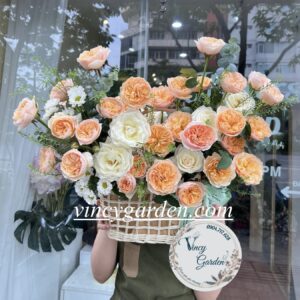 Giỏ hoa hồng ngoại juliet đẹp rạng rỡ_GHN1