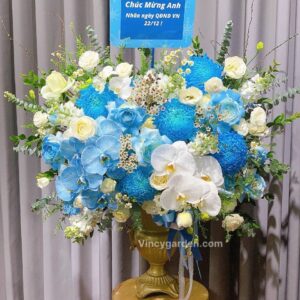 Bình hoa cao cấp màu xanh dương_BH08