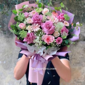 Bó hoa tặng sinh nhật màu tím mộng mơ_BH69