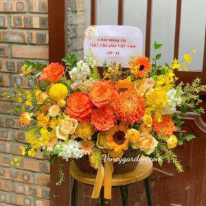 Giỏ hoa tặng sinh nhật đẹp màu cam_LH39
