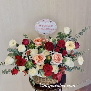 Giỏ mây hoa tặng sinh nhật sếp_GH09