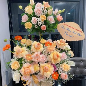 Lẵng hoa 2 tầng khai trương chúc mừng đẹp quận Cầu Giấy- LH31