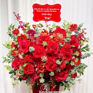 Lẵng hoa chúc mừng màu đỏ rực rỡ_LH43