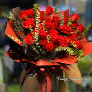 Bó 30 bông hồng Đà Lạt đỏ rực rỡ tặng sinh nhật đẹp_BH30