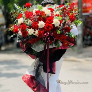 Kệ hoa khai trương chúc mừng màu đỏ sang trọng_HKT11