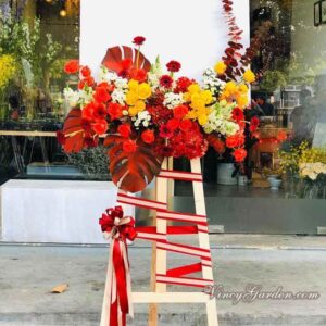 Kệ tranh chúc mừng màu đỏ vàng đẹp rực rỡ_KT05
