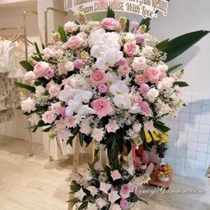 Kệ hoa khai trương màu hồng cao cấp_HKT01