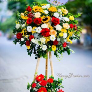 Kệ hoa khai trương chúc mừng 2 tầng rực rỡ_ HKT10