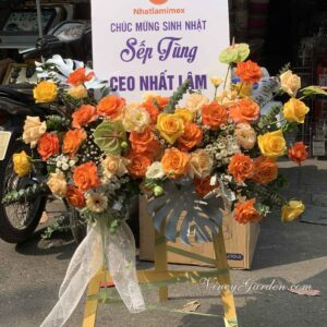 Kệ tranh chúc mừng tone cam sang chảnh_KT01