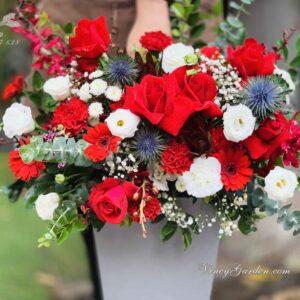 Lẵng hoa chúc mừng sinh nhật đẹp màu đỏ trắng_LH05