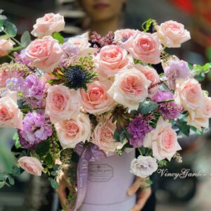 Hộp hoa hồng tím đẹp sang trọng_HH01