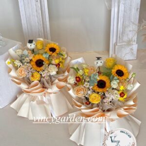 Bó hoa tốt nghiệp màu vàng rực rỡ xinh tươi tại Hà Nội_BHTN2