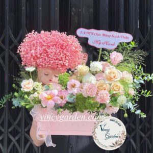 Hộp hoa cô gái baby hồng xinh đẹp và đáng yêu_VC6